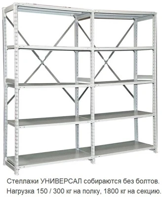Стеллаж металлический ТСУ 4.7.2.5-150